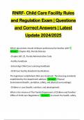 RNRF- Child Care Facility Rules and Regulation Exam &vert; Questions and Correct Answers &vert; Latest Update 2024&sol;2025