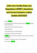 Child Care Facility Rules and Regulations &lpar;RNRF&rpar; &vert; Questions and Correct Answers &vert; Latest Update 2024&sol;2025