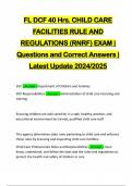 FL DCF 40 Hrs&period; CHILD CARE FACILITIES RULE AND REGULATIONS &lpar;RNRF&rpar; EXAM &vert; Questions and Correct Answers &vert; Latest Update 2024&sol;2025
