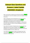 Hubspot Quiz Questions and Answers &vert; Latest Update 2024&sol;2025 &vert; Graded A&plus;