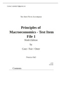 Principles of Macroeconomics - Test Item File 1 Ninth Edition by Case / Fair / Oster
