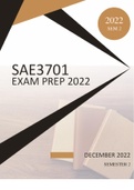 guaranteed 100% pass rate document for sae3701 exam 2022 semster 02. This document contains question and answer that will appear during the oct/nov  2022. This exam pack contains a combination of previous test,assignment and documents  