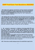 AHIP Questions and Answers &lpar;Verified Answers WITH COMPLETE SOLUTIONS &rpar;   &lpar;2022&sol;2023&rpar;