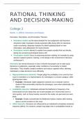 Summary Rational Thinking and Decision Making &lpar;lecture notes &plus; papers&rpar;
