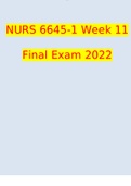 NURS 6645-1 Week 11 Final Exam (100% Correct Answers)| Verified GRADE BOOSTER 20222023