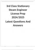3rd Class Stationary Steam Engineer License Prep 2024&sol;2025  Latest Questions And Answers