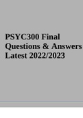 PSYC300 Final Questions & Answers Latest 2022/2023