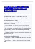 WGU C182ECON unit 4 - Market Structures QUESTIONS AND ANSWERS 2022