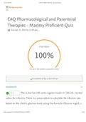 Elsevier Adaptive Quizzing - Quiz performance (100 out of 100) Mastery Proficient Quiz | GRADED A