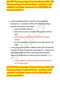 ATI RN Pharmacology Proctored Exam 2022&comma; RN Pharmacology Proctored Exam  solutions with updated complete resources for 2022&sol;2023 ati exams graded A&plus;