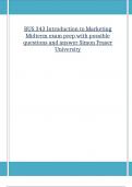 BUS 343 Introduction to Marketing Midterm exam prep with possible questions and answer Simon Fraser University