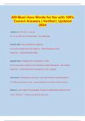 400 Must Have Words for the with 100&percnt; Correct Answers &vert; Verified &vert; Updated 2024
