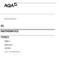 AQA AS MATHEMATICS 7356&sol;1 Paper 1 Mark scheme June 2022 Version&colon; 1&period;0 Final Mark Scheme 