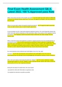 Final Exam Health Assessment Q& A&period; Latest 2022&period; 100 &percnt; Approved pass Rate