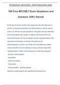 100 Free MCCQE1 Exam Questions and Answers 100&percnt; Solved