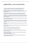 Applied Ethics - Unit 1 Exam Review with Questions and Answers