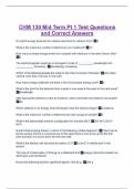 CHM 130 Mid Term Pt 1 Test Questions and Correct Answers