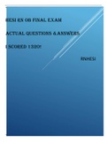HESI RN OB FINAL EXAM ACTUAL QUESTIONS &ANSWERS I scored 1320!