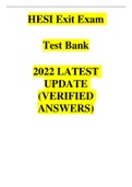 HESI Exit Exam   Test Bank  2022 LATEST UPDATE (VERIFIED ANSWERS)