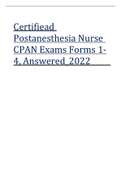 Certified  Postanesthesia Nurse  CPAN Exams Forms 1- 4, Answered_2022