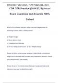 CDR DTR Practice &lpar;2024&sol;2025&rpar; Actual Exam Questions and Answers 100&percnt; Solved