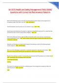 AH 3570 Health and Safety Management FINAL EXAM&sol;  Questions with Correct Verified Answers&sol; Rated A&plus;