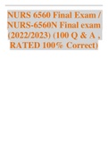 NURS 6560 Final Exam &sol; NURS-6560N Final exam &lpar;2022&sol;2023&rpar; &lpar;100 Q & A &comma; RATED 100&percnt; Correct&rpar;
