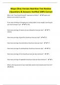Mayo Clinic Version Nutrition Test Review &vert;Questions & Answers Verified 100&percnt; Correct