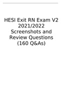 HESI EXIT RN EXAM V2 2021/2022 Screenshots and Review Questions  (160 Q&As)