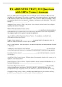 TX ADJUSTER TEST &vert;  Questions  with 100&percnt; Correct Answers
