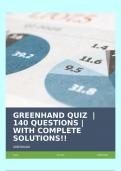 GREENHAND QUIZ  &vert; 140 QUESTIONS &vert; WITH COMPLETE SOLUTIONS&excl;&excl;