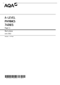 AQA A-LEVEL PHYSICS 7408/1 Paper 1 Mark scheme June 2022 Version: 1.0 Final 