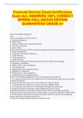 Financial Service Cloud Certificiation Exam ALL ANSWERS 100% CORRECT SPRING FALL-2023/24 EDITION GUARANTEED GRADE A+