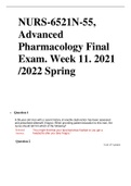 NURS-6521N-55, Advanced Pharmacology Final Exam. Week 11. 2021 /2022 Spring