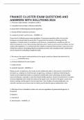 FINANCE CLUSTER EXAM QUESTIONS AND ANSWERS WITH SOLUTIONS 2024