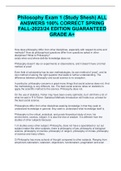 Philosophy Exam 1 &lpar;Study Shesh&rpar; ALL ANSWERS 100&percnt; CORRECT SPRING FALL-2023&sol;24 EDITION GUARANTEED GRADE A&plus;