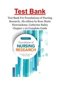 Test Bank For Foundations of Nursing Research, 7th edition by Rose Marie Nieswiadomy, Catherine Bailey Chapter 1-20 Complete Guide