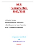 HESI Fundamentals Exam Complete and Latest Guide For 2022/2023