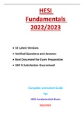 HESI Fundamentals Exam Complete and Latest Guide For 2022&sol;2023