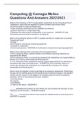 Computing @ Carnegie Mellon Questions And Answers 2022-2023