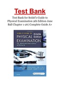 Test Bank for Seidel&rsquo;s Guide to Physical Examination 9th Edition Jane Ball Chapter 1-26&vert; Complete Guide A&plus;