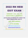 2022 RN HESI EXIT EXAM VERSION 1 &lpar;V1&rpar; &ndash;ALL 160 QUESTIONS & ANSWERS&excl;&excl; &lpar;ACTUAL&sol;REAL&sol;AUTHENTIC PDF FORMAT FOR EXAM TAKEN IN APRIL 2022 A&plus;&rpar; &lpar;ALL INCLUDED&excl;&excl;&rpar; &lpar;1178 SCORE&rpar; NB&colon; all Answers in the document well highlighted