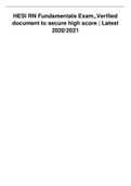 HESI RN Fundamentals Exam&comma;&comma;Verified document to secure high score &vert; Latest 2020&sol;2021