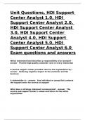 Unit Questions&comma;Unit Questions&comma; HDI Support Center Analyst 1- 6 exams questions and answers