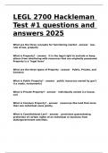 LEGL 2700 Hackleman Test -1 questions and answers 2025&period;