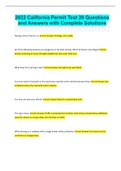 2022 California Permit Test 20 Questions and Answers with Complete Solutions