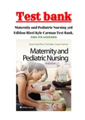 Maternity and Pediatric Nursing 3rd Edition Ricci Kyle Carman Test Bank ISBN:978-1451194005|1 - 51 Chapter |Complete Guide A+