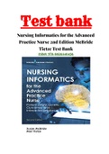 Nursing Informatics for the Advanced Practice Nurse 2nd Edition McBride Tietze Test Bank ISBN:978-0826140456|1 - 30 Chapter |Complete Guide A+
