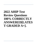 2022 AHIP Test  Review Questions  100% CORRECTLY  ANSWERED[LATES