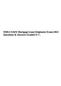 NMLS SAFE Mortgage Loan Originator Exam 2022 Questions & Answers Graded A++.